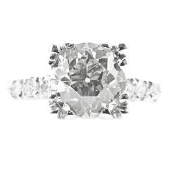 1.45 Carat Old European Cut Diamond Platinum Engagement Ring 9