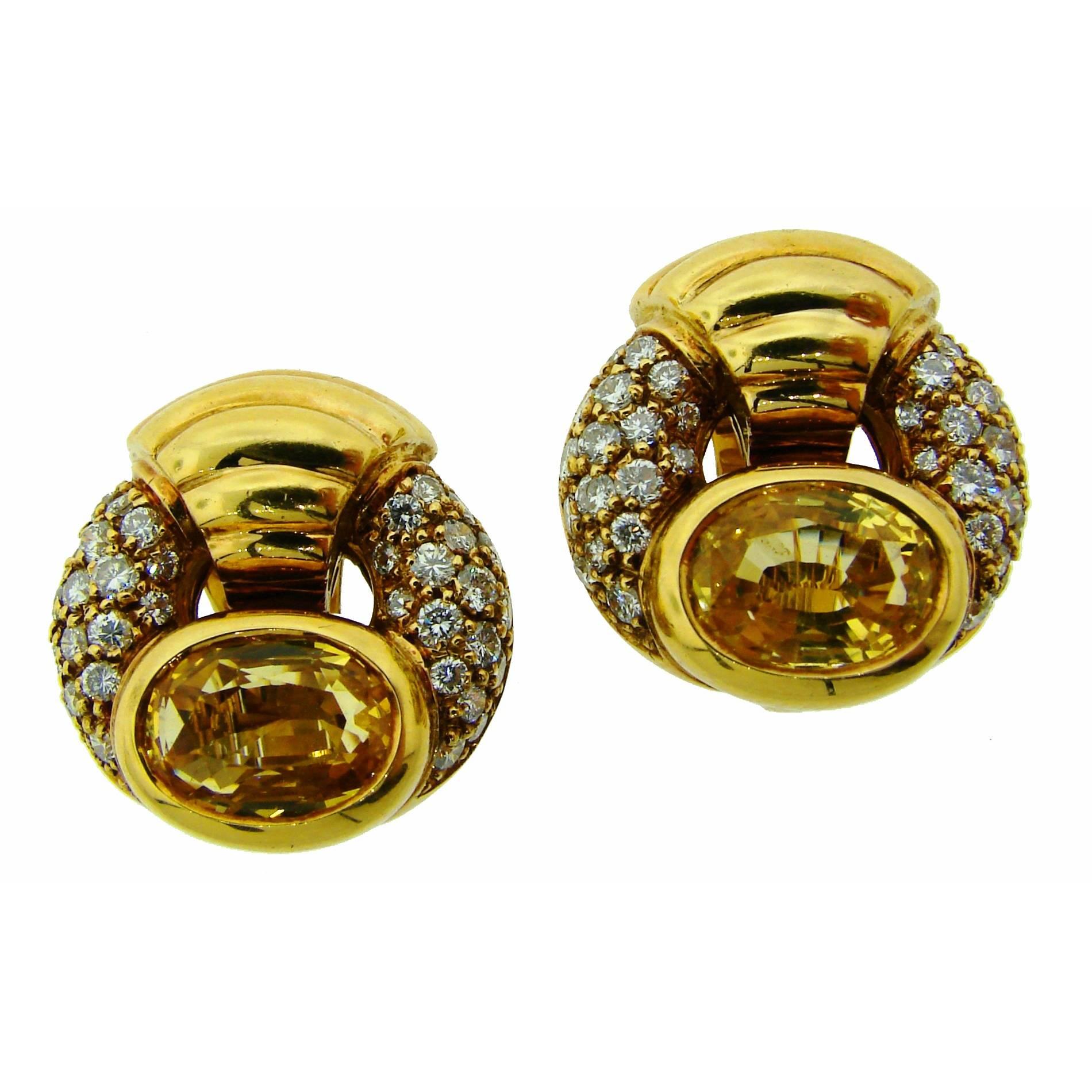 BULGARI BVLGARI Yellow Sapphire Diamond Yellow Gold Earrings