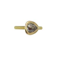 Pear Rose Cut Diamond Gold Ring 2