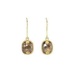 Rose Cut Diamond Gold Drop Earrings 2