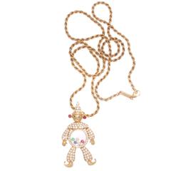 Chopard Happy Clown Ruby Emerald Sapphire Diamond Gold Necklace