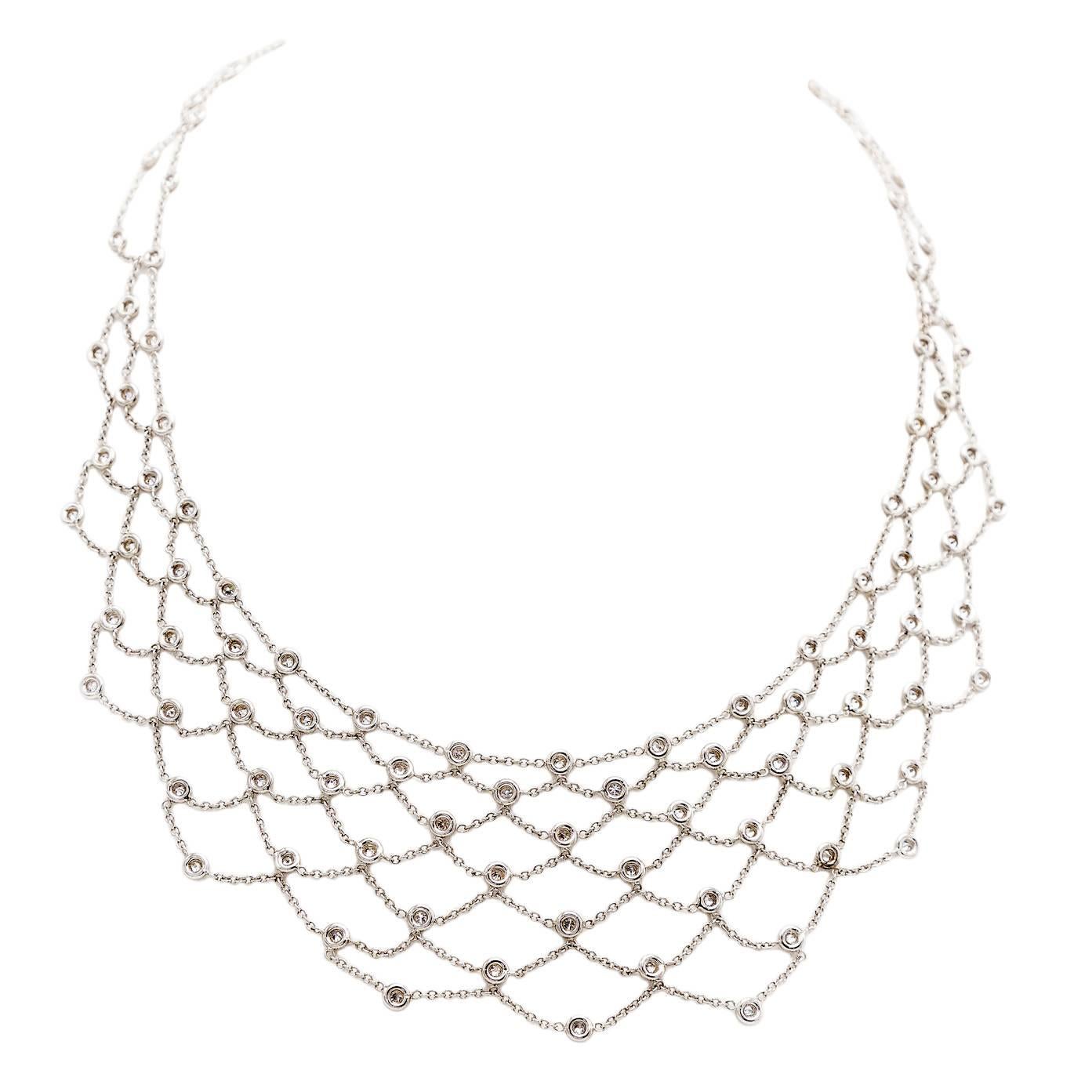 Diamond Gold Modern Web Necklace