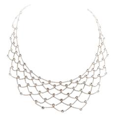 Diamond Gold Modern Web Necklace 2