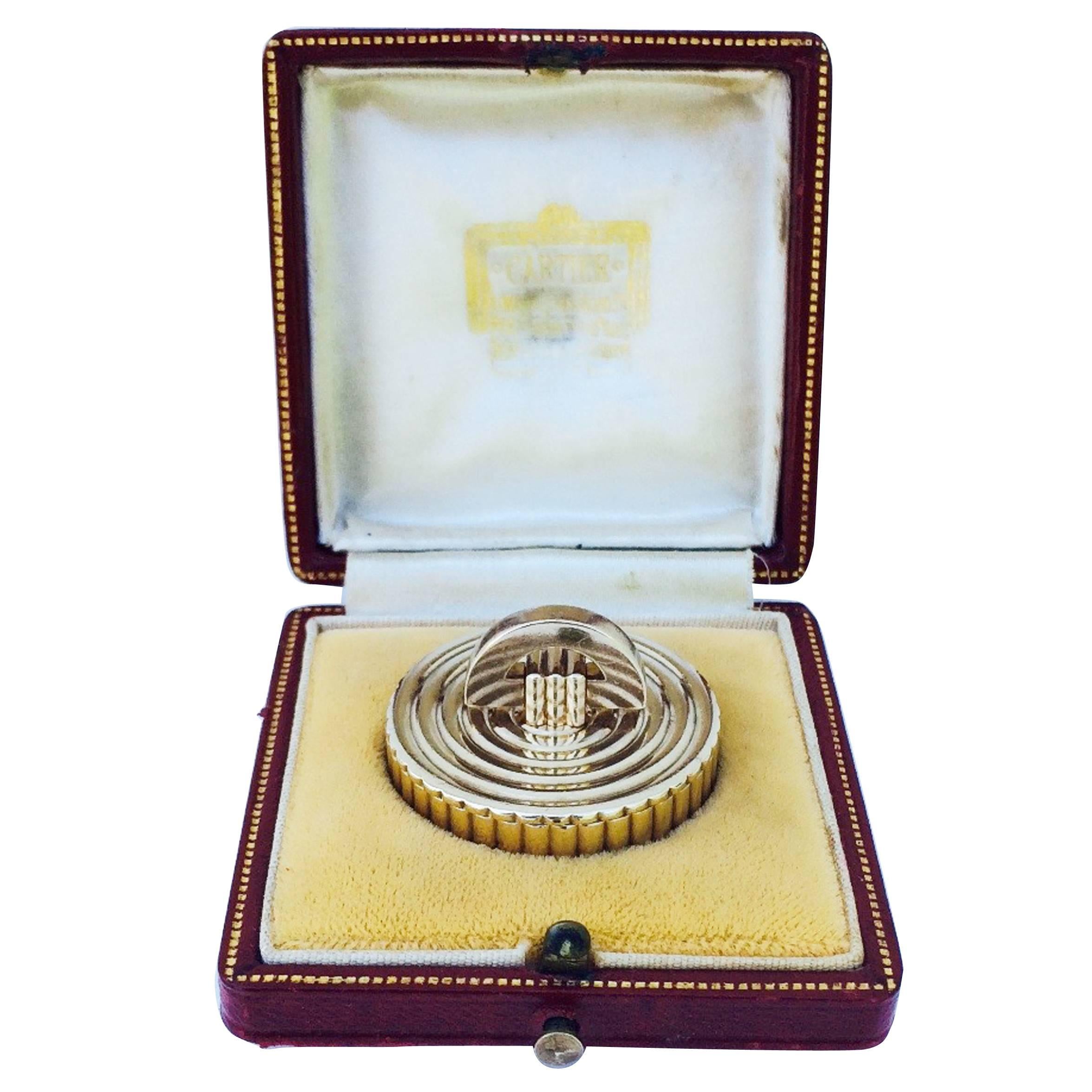 Cartier London Gold Pill Box with Original Fitted Case 1953 Elizabeth Coronation For Sale