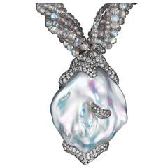 Naomi Sarna Pearl Diamond Labradorite Gold Necklace 11