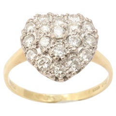 Ancienne bague victorienne transitionnelle en forme de cœur en diamant