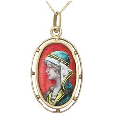 Enamel and 18k Yellow Gold Pendant - Antique French Circa 1900 4