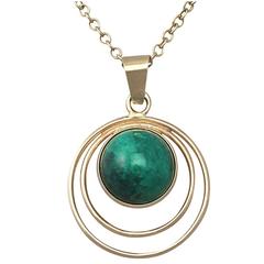 Green Agate and 14k Yellow Gold Pendant - Vintage Circa 1940 3