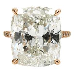 10.35 Carat Cushion Diamond and Rose Gold Engagement Ring GIA 8