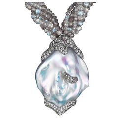 Naomi Sarna Diamond Pearl Labradorite Gold Necklace