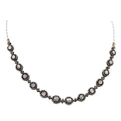 Diamond Slices Oxidized Sterling Silver Necklace 9