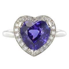 Heart Shaped Tanzanite Diamond Gold Ring 6