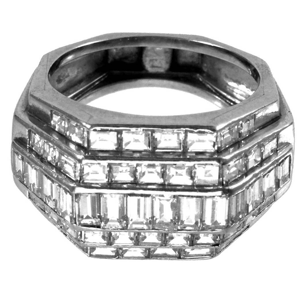 1930s Rene Boivin Diamond Platinum Ring For Sale