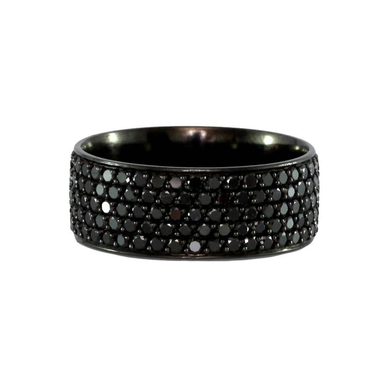 Black Diamond Pave Palladium Men's Ring For Sale at 1stdibs