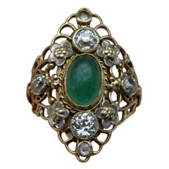 Antique Arthur & Georgie Gaskin Superb Emerald Diamond Arts and Crafts Ring