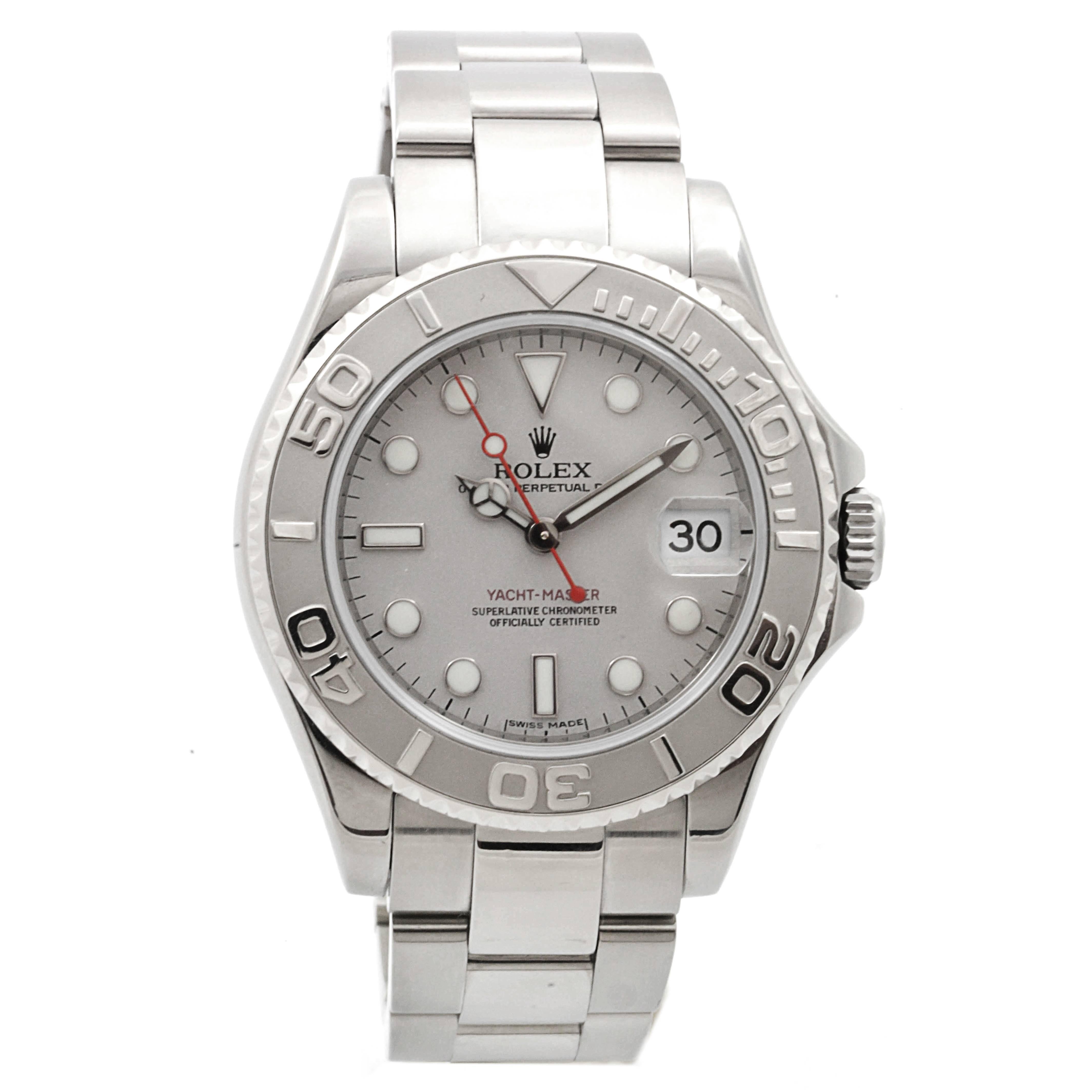 Rolex Platinum Stainless Steel Yacht-Master Automatic Wristwatch Ref 168622