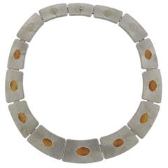 Buccellati Geminato Gold Silver Panel Necklace