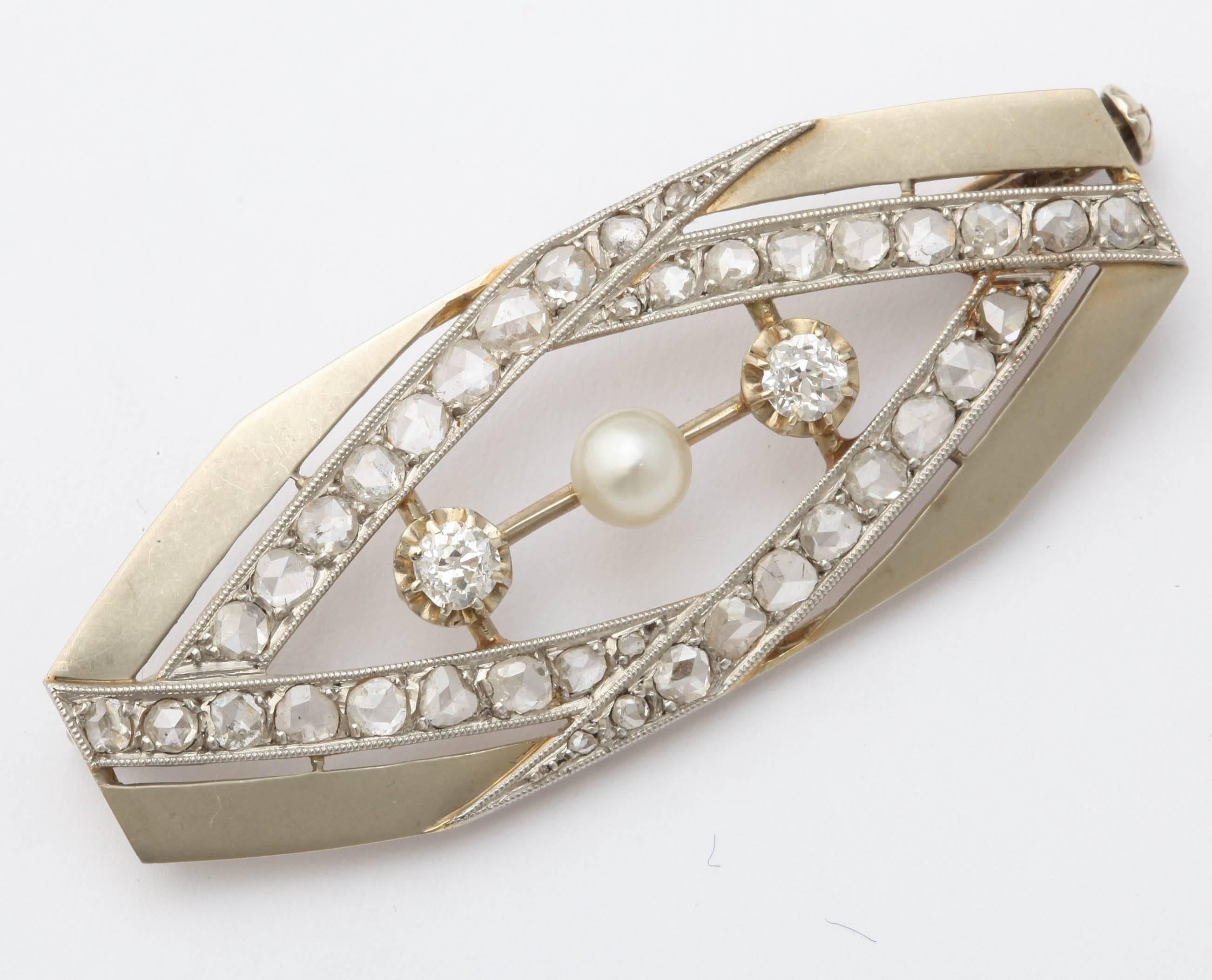 1920s French Art Deco Diamond Gold Pin 4