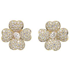 Van Cleef & Arpels "Cosmos" Medium Diamond Gold Flower Earrings