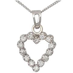 0.55Ct Diamond and 18k White Gold Heart Pendant - Vintage Circa 1980 4