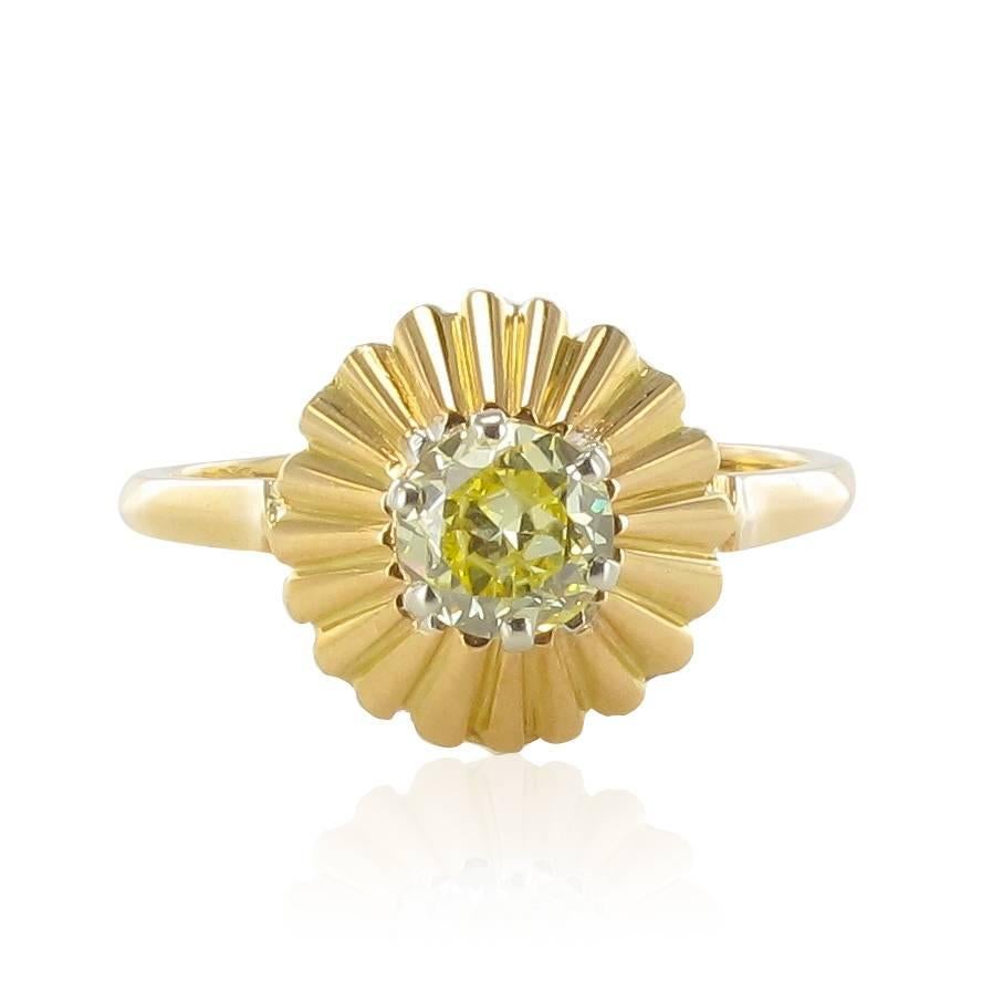 0.50 Carat Fancy Yellow Diamond Gold Solitaire Ring  1