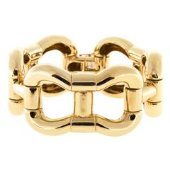 Heavy Solid Curved Hinged Link Gold Bracelet 12