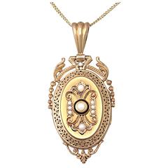 Perle und Emaille:: 18k Gelbgold Medaillon/Anhänger - antike Französisch um 1880