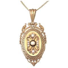 Pearl and Enamel, 18k Yellow Gold Locket/Pendant - Antique French Circa 1880