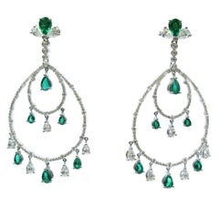 Emerald Diamond Chandelier Earrings