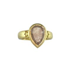 One of a Kind Rose Cut Diamond Gold Statement Ring 4