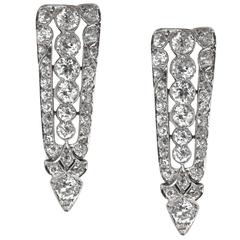 Sphere Art Deco Diamond Platinum Earrings 8