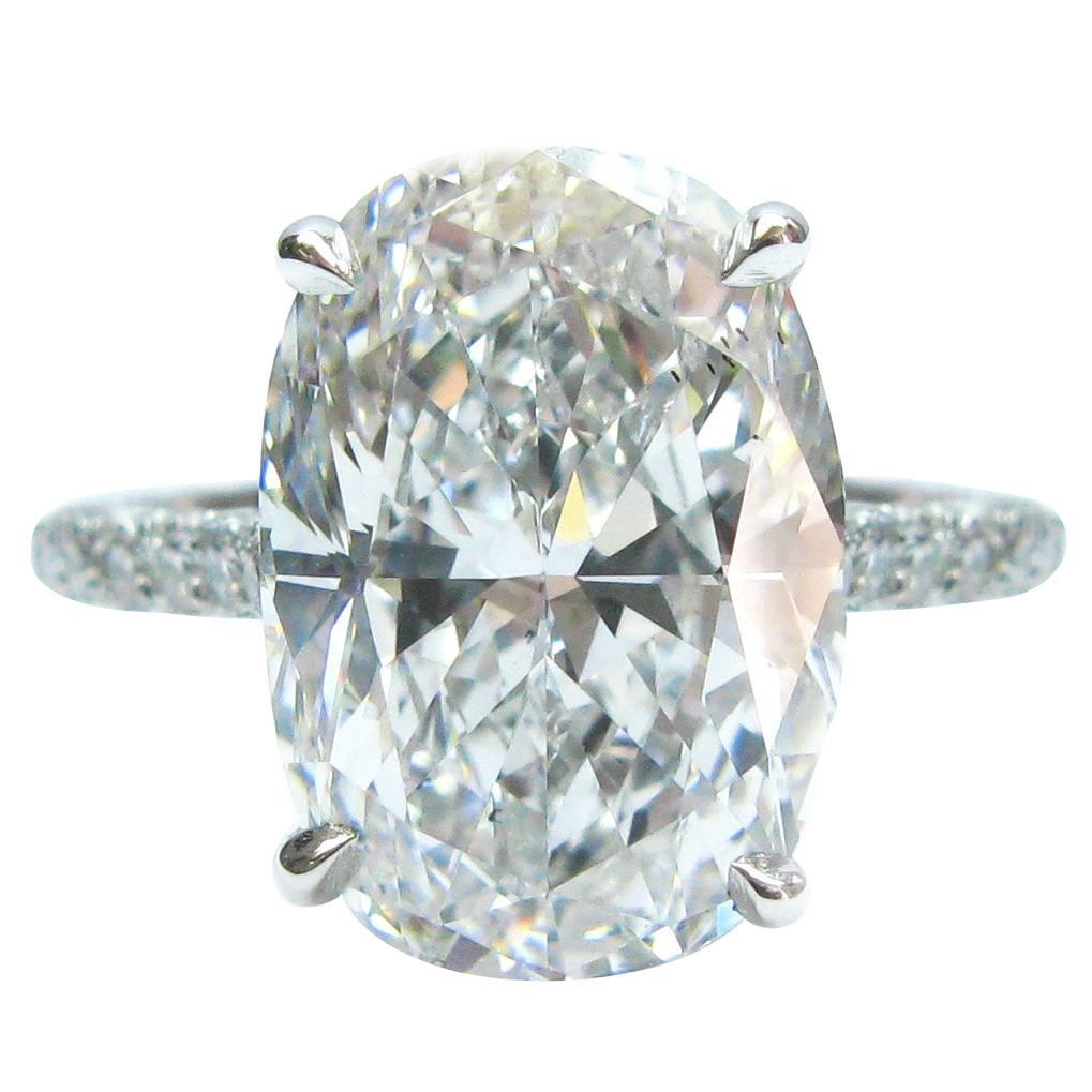 5.00 Carat GIA Cert Oval Diamond Platinum Engagement Ring