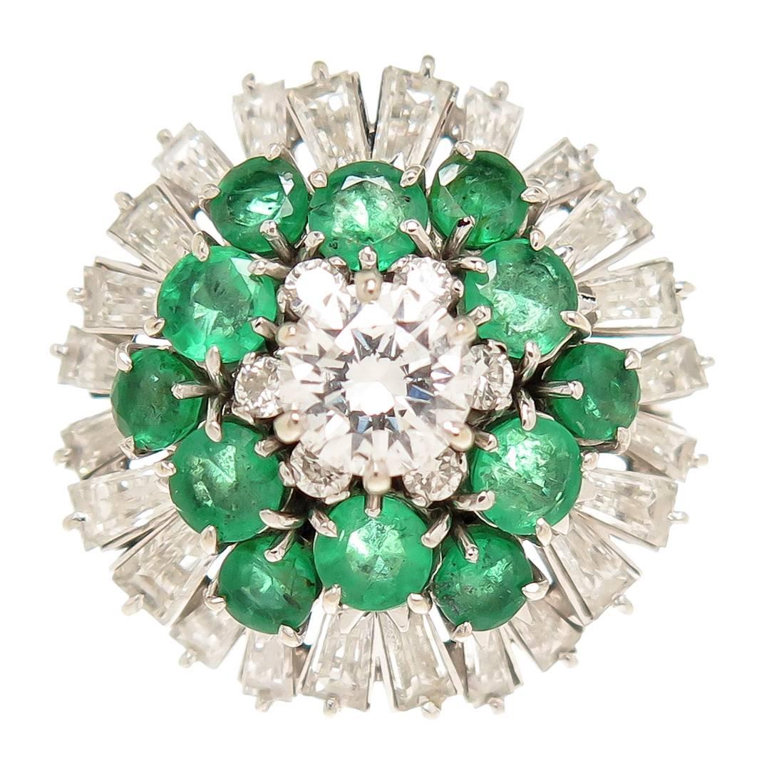 Helena Rubinstein Bequest Diamond Emerald Ballerina Ring