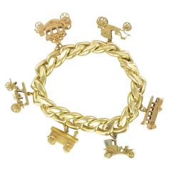 1960s Vehicle Charm Gold Bracelet 12