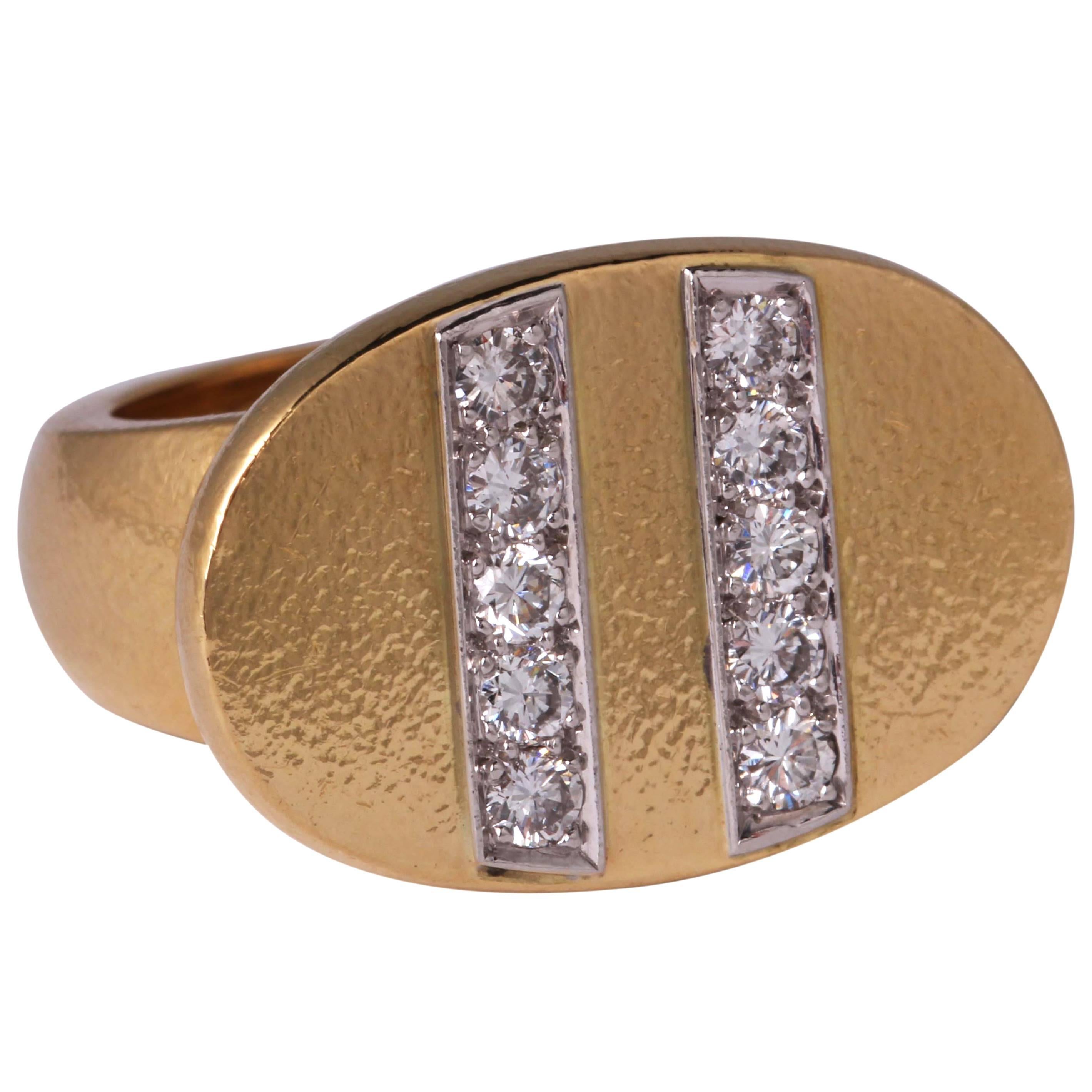David Webb Diamond Gold Platinum Ring  For Sale