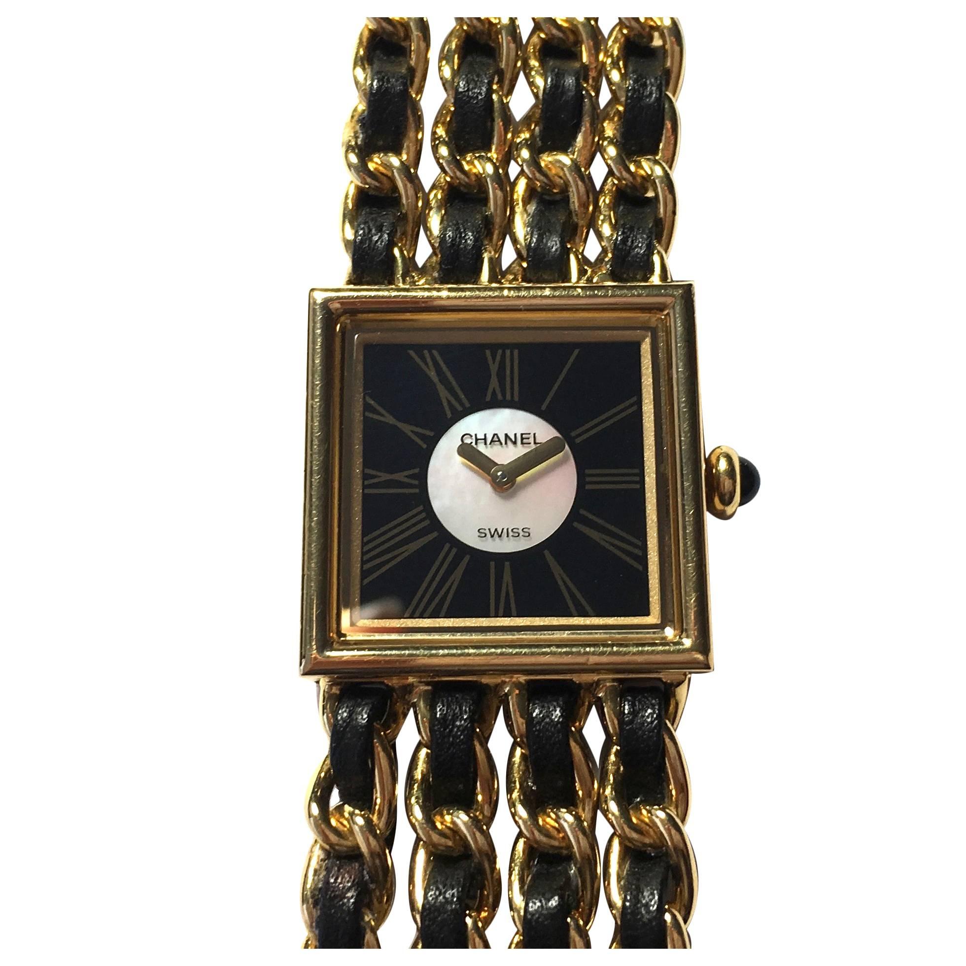 Chanel Ladies Yellow Gold Leather Mademoiselle Quartz Wristwatch