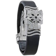 Reloj de pulsera de cuarzo Cartier White Gold Diamond Onyx Panthere Secrete de Cartier