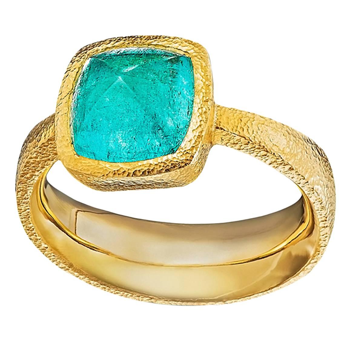 Devta Doolan rare Brazilian Paraiba bluish green Tourmaline Solitaire Ring, 2015