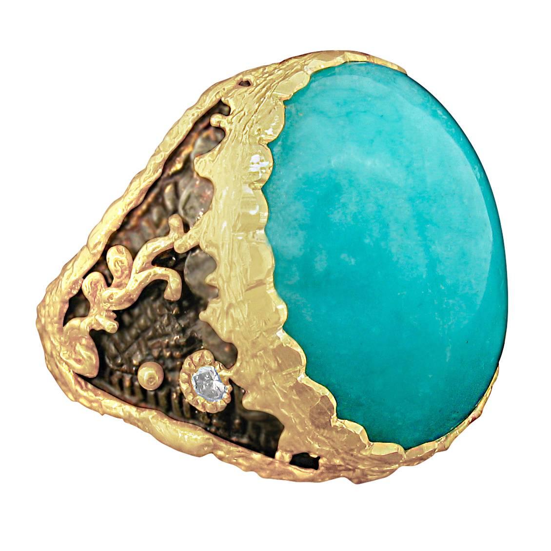 Victor Velyan Amazonite Diamond Gold Ring