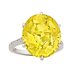 Rare Handmade Yellow Sapphire Diamond Platinum Ring