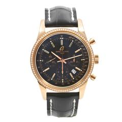 Breitling Rose Gold Diamond Bezel Transocean Chronograph Wristwatch 8