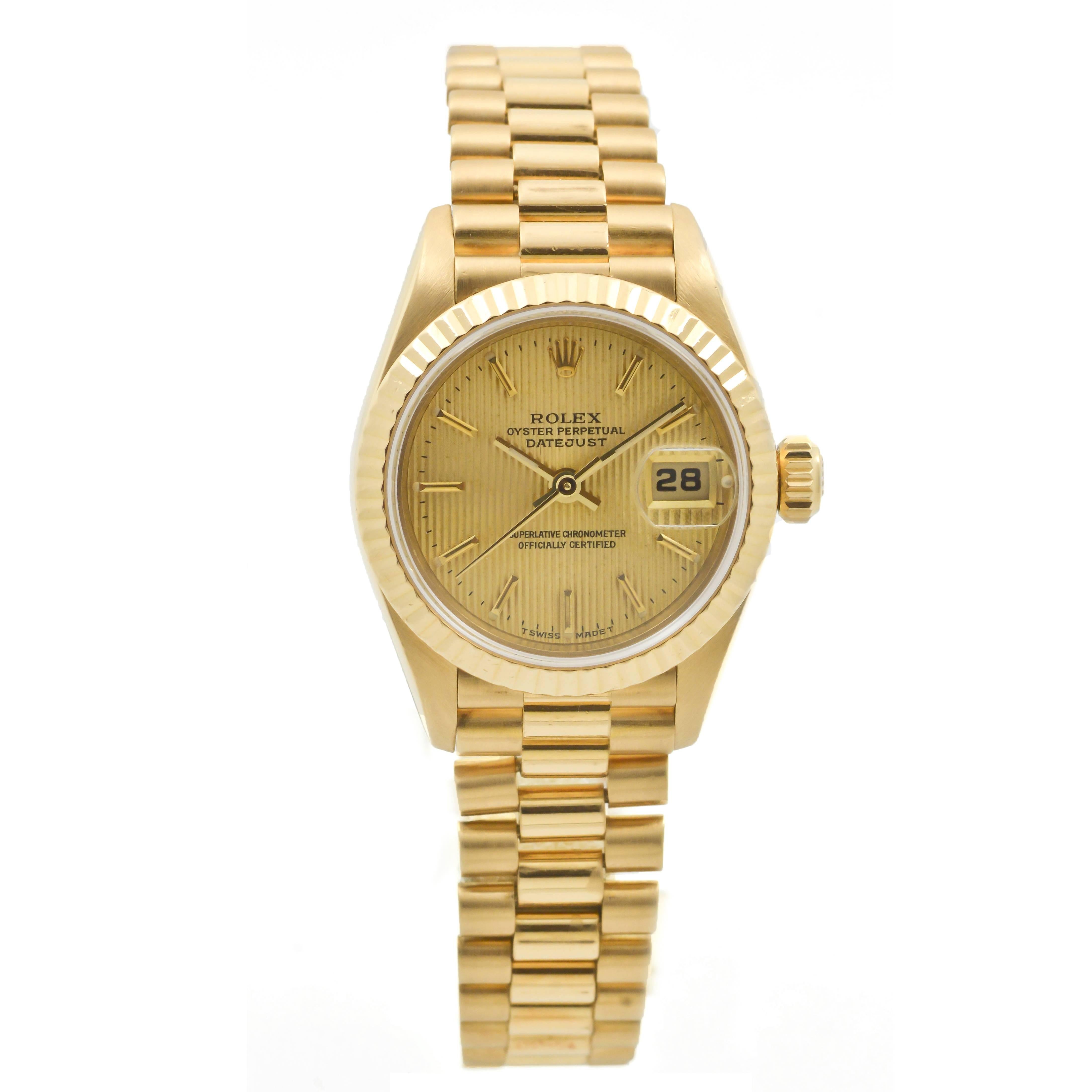 Rolex Yellow Gold Presidential DateJust Wristwatch