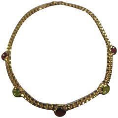 Vintage Bulgari Tourmaline Gold Link Necklace