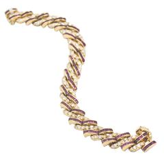 Ruby Diamond Gold Inline Bracelet 10