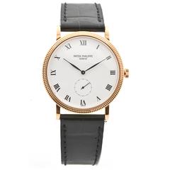 Patek Philippe Rose Gold White Dial Calatrava Wristwatch
