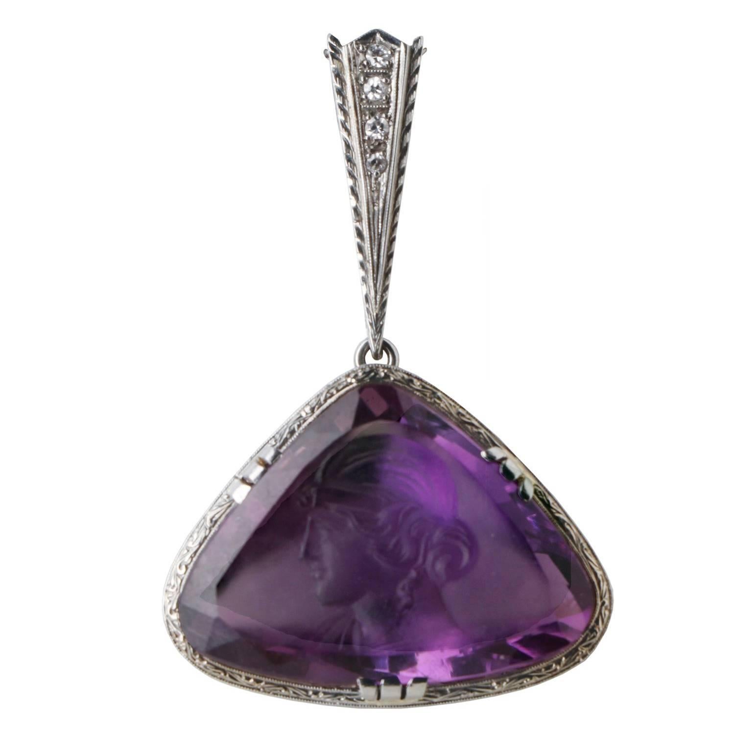 1920s Unusual Double-Sided Amethyst Intaglioa