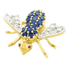 Herbert Rosenthal Sapphire Diamond Gold Bee Brooch