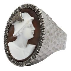 Amedeo "Mercurio" Cameo Ring with Black Diamonds 4