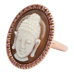 AMEDEO "Buddha" Cameo Ring with Sapphires