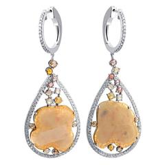 Slice Yellow Diamond Gold Earrings 4